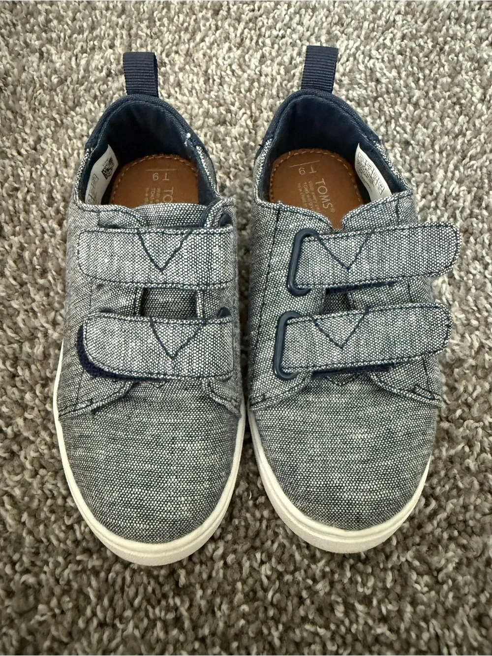 Toms Kids Denim-Style Hook-and-Loop Sneakers in Navy